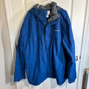 Columbia Blue and Gray Hooded Outer Shell Jacket